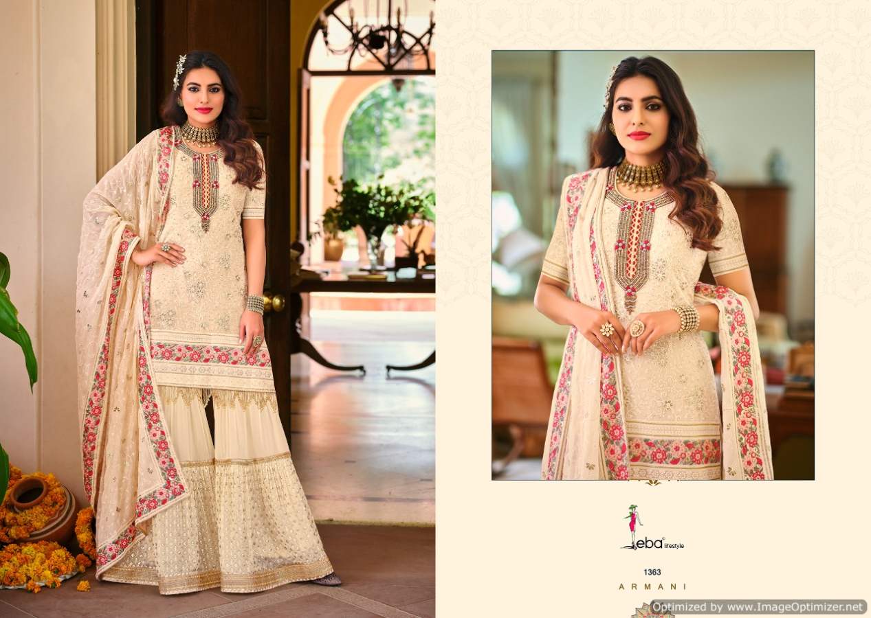 Eba Armani Festive Wear Georgette Designer Wholesale Suits In Surat
