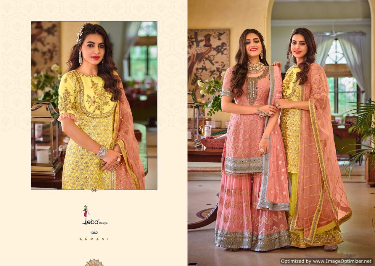 Eba Armani Festive Wear Georgette Designer Wholesale Suits In Surat