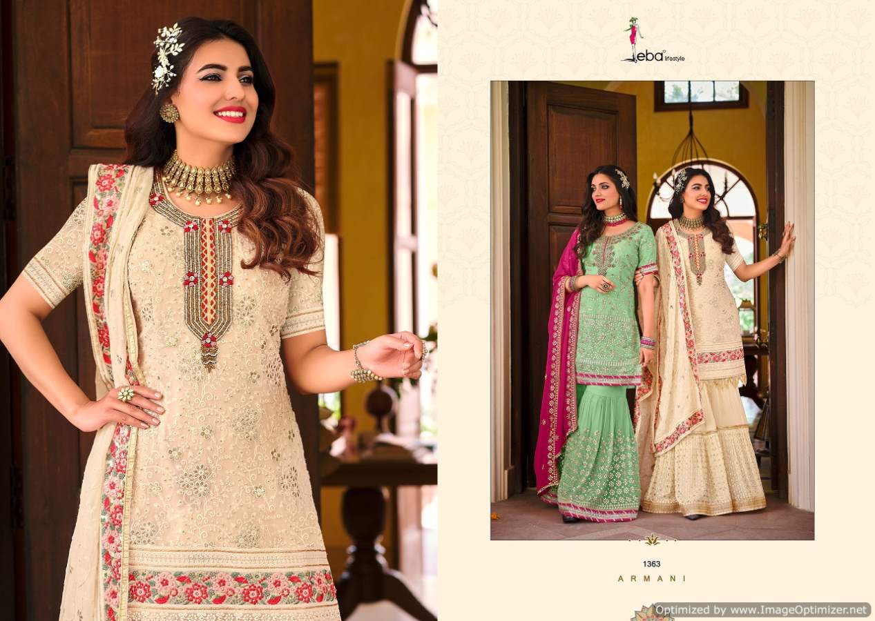 Eba Armani Festive Wear Georgette Designer Wholesale Suits In Surat
