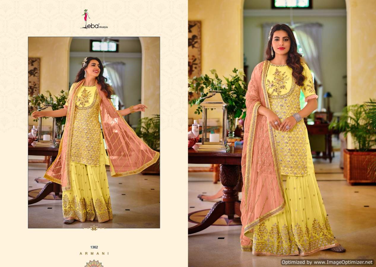 Eba Armani Festive Wear Georgette Designer Wholesale Suits In Surat