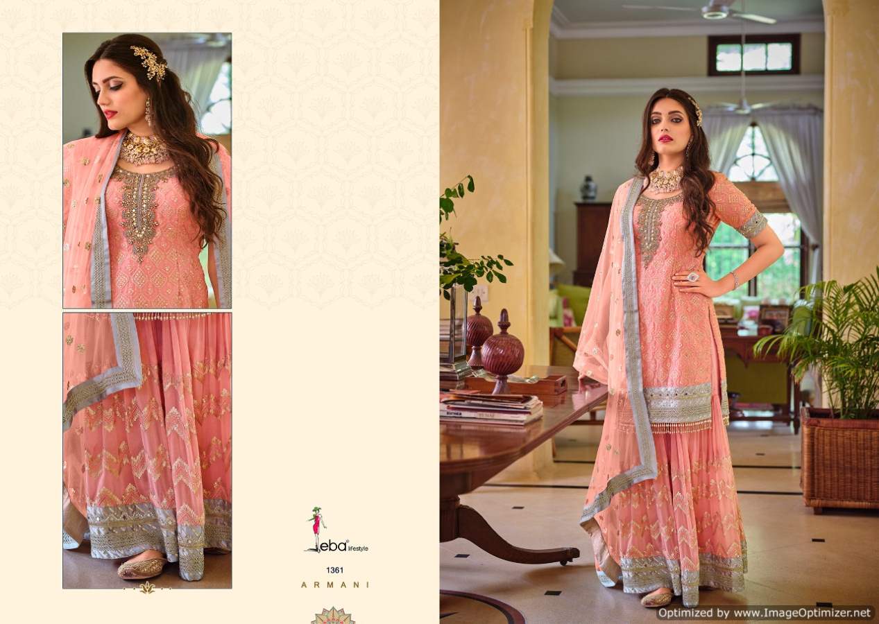 Eba Armani Festive Wear Georgette Designer Wholesale Suits In Surat