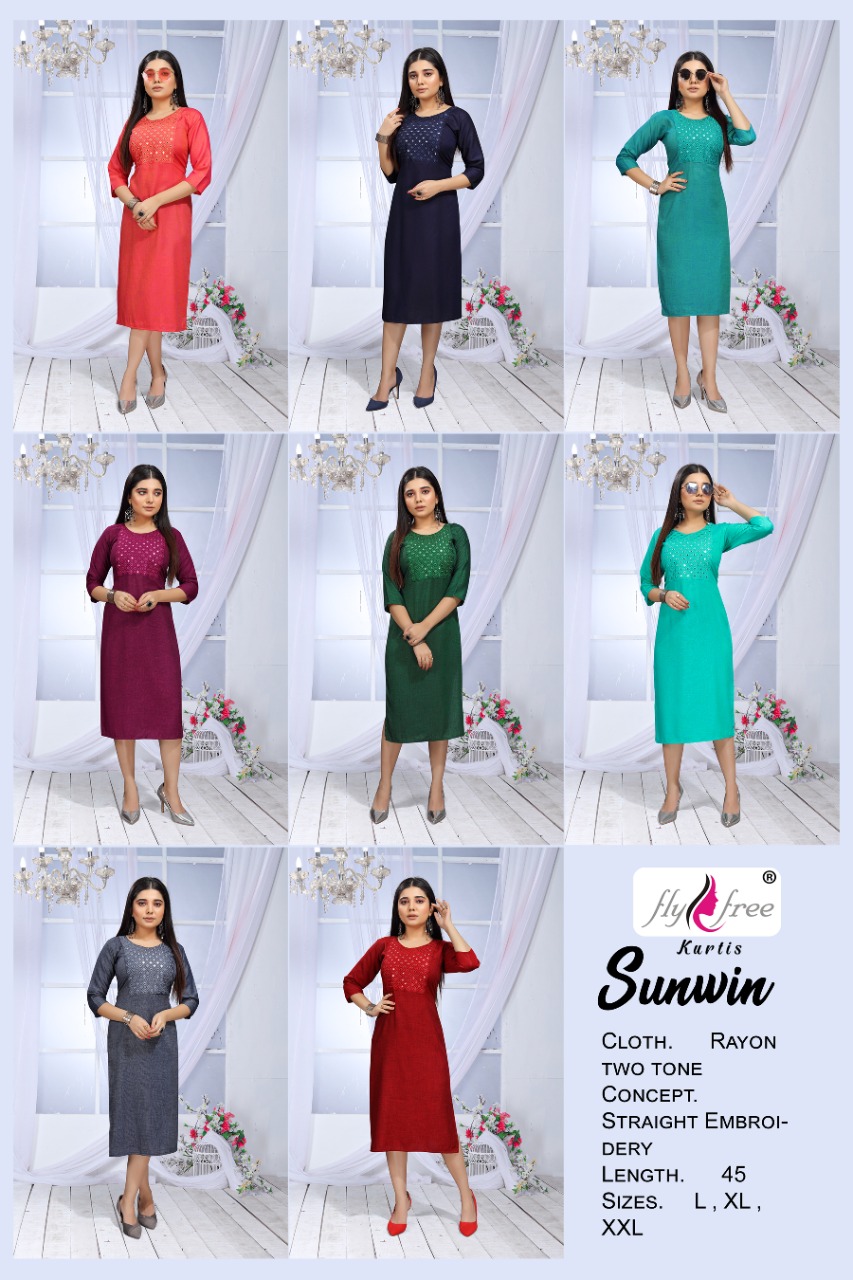 Fly Free Sunwin Casual Wear  Kurti Catalog