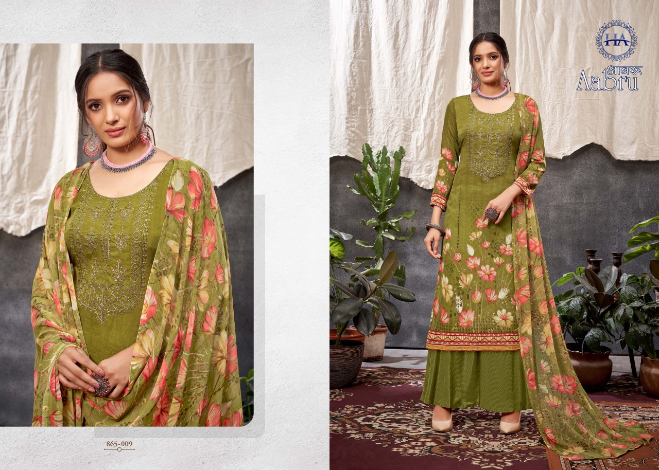 Harshit Aabru French Crep Digital Dress Material Catalog
