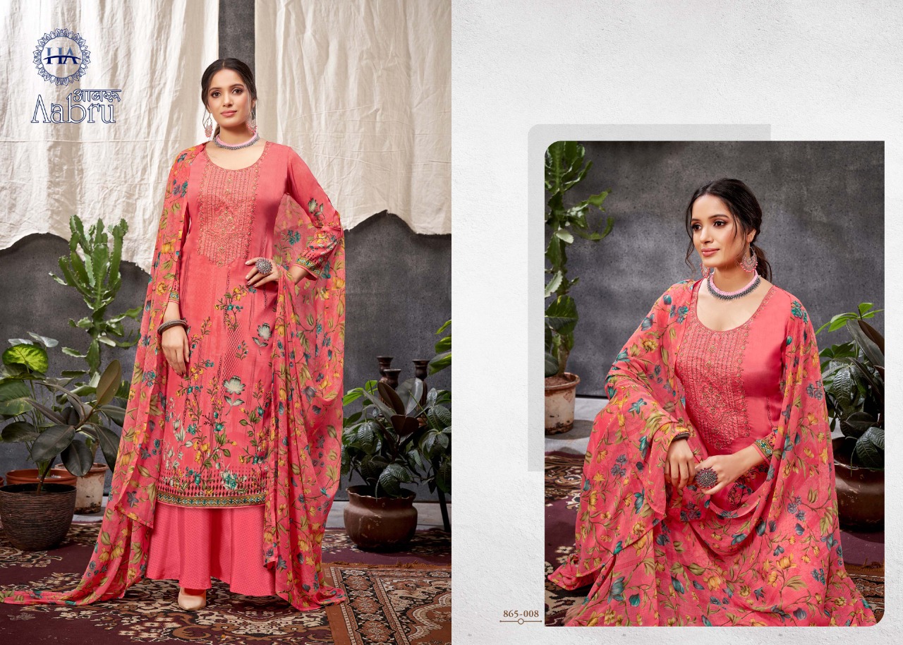 Harshit Aabru French Crep Digital Dress Material Catalog