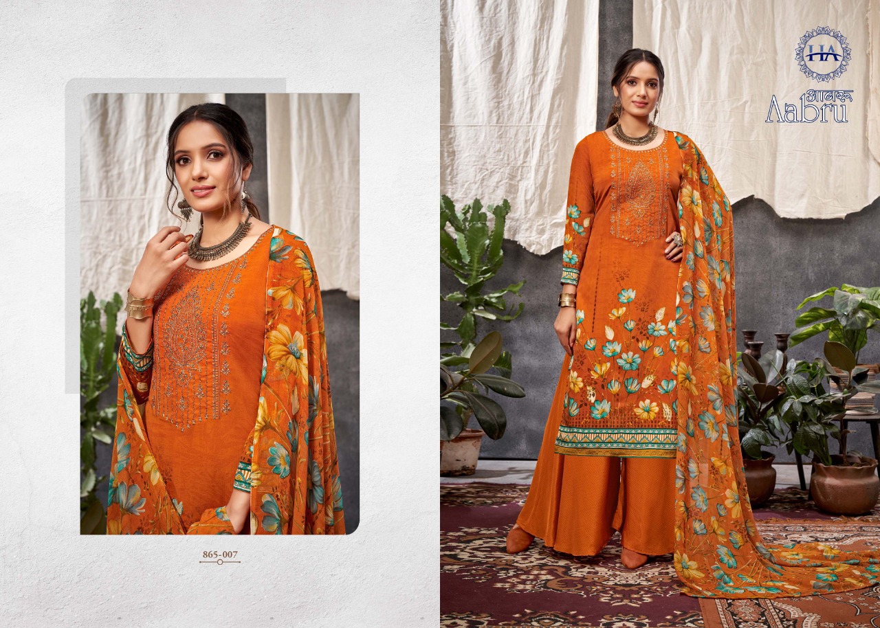 Harshit Aabru French Crep Digital Dress Material Catalog
