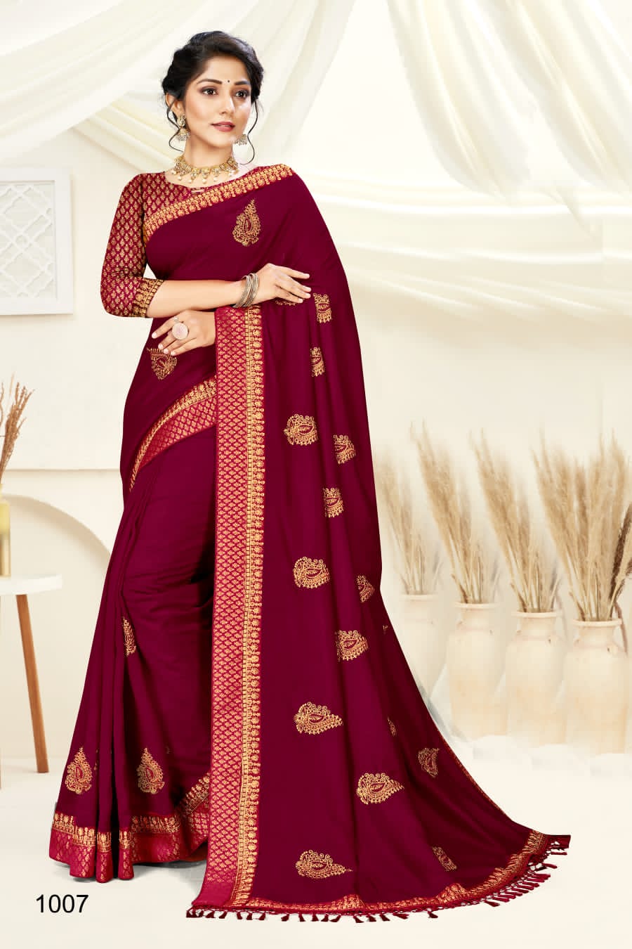 Ranjna Mark-up Fancy Border Butta Broket Blouse Heavy Diamond Super Hit Collecton