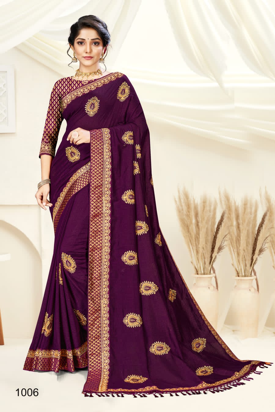 Ranjna Mark-up Fancy Border Butta Broket Blouse Heavy Diamond Super Hit Collecton