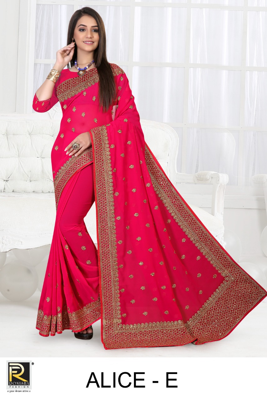 Ranjna Alice Embroidery Jari Work Heavy Diamond Wedding Saree Collecton