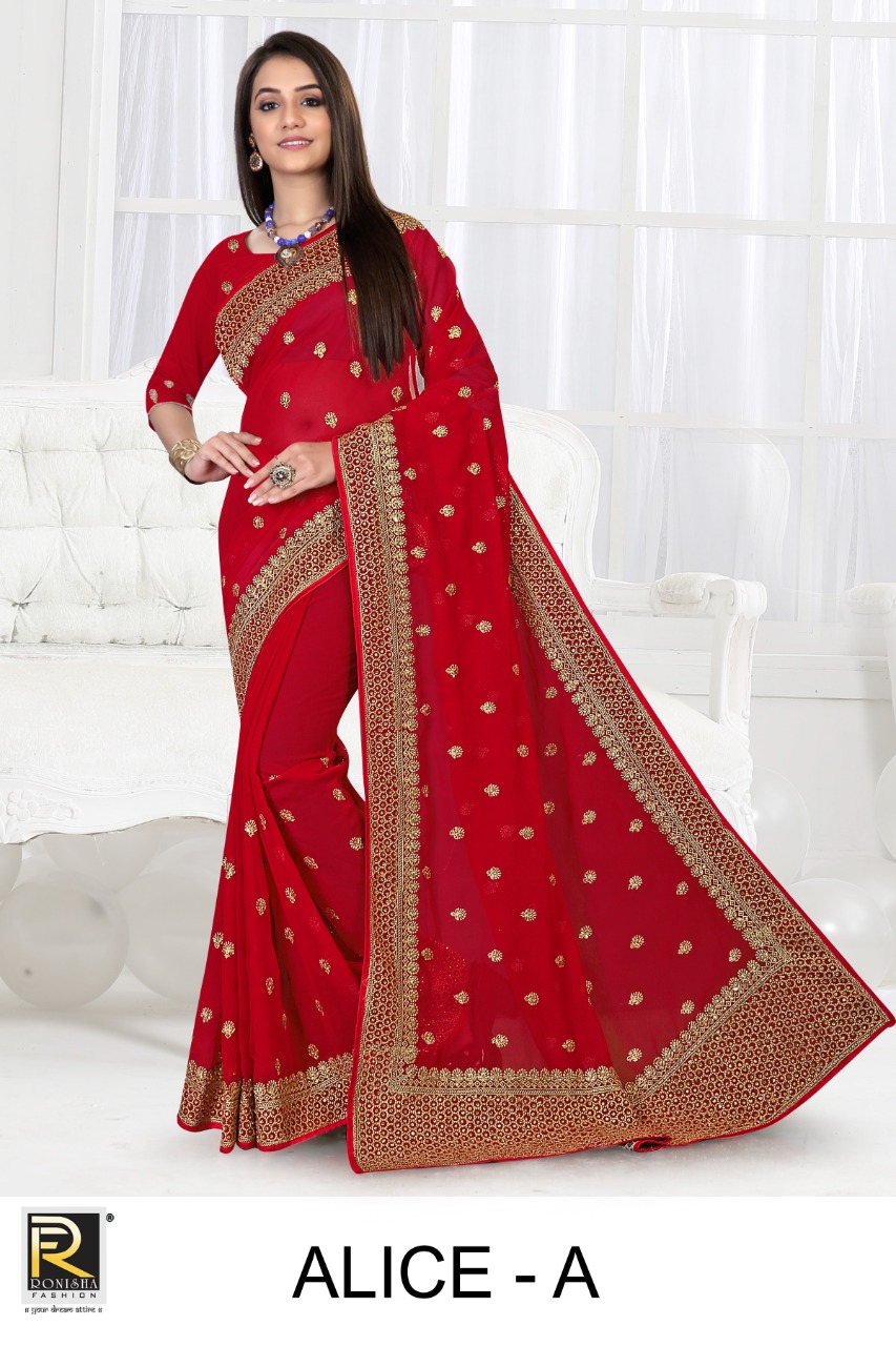Ranjna Alice Embroidery Jari Work Heavy Diamond Wedding Saree Collecton