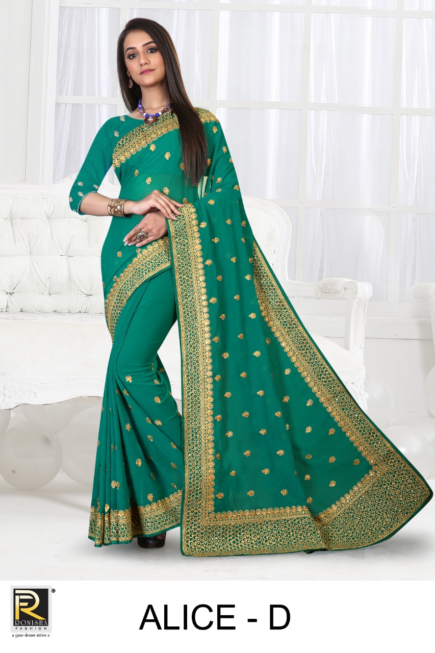 Ranjna Alice Embroidery Jari Work Heavy Diamond Wedding Saree Collecton
