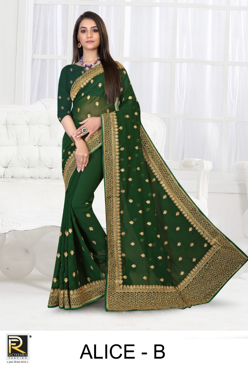 Ranjna Alice Embroidery Jari Work Heavy Diamond Wedding Saree Collecton
