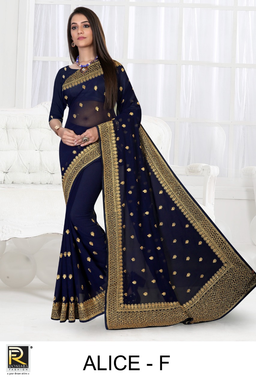 Ranjna Alice Embroidery Jari Work Heavy Diamond Wedding Saree Collecton