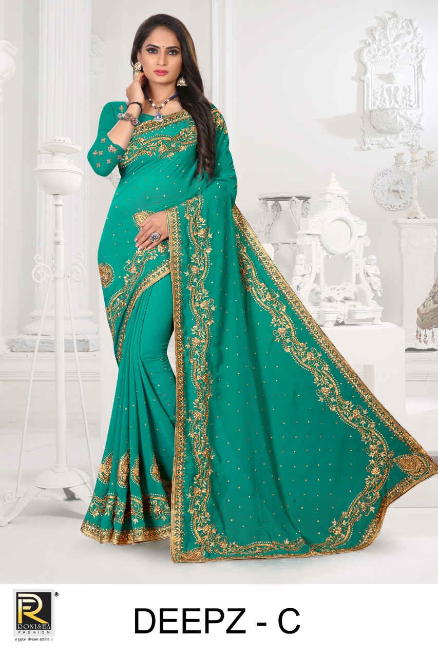 Ranjna Deepz Embroidery Jar Worked Heavy Diamond Wedding Saree Collecton