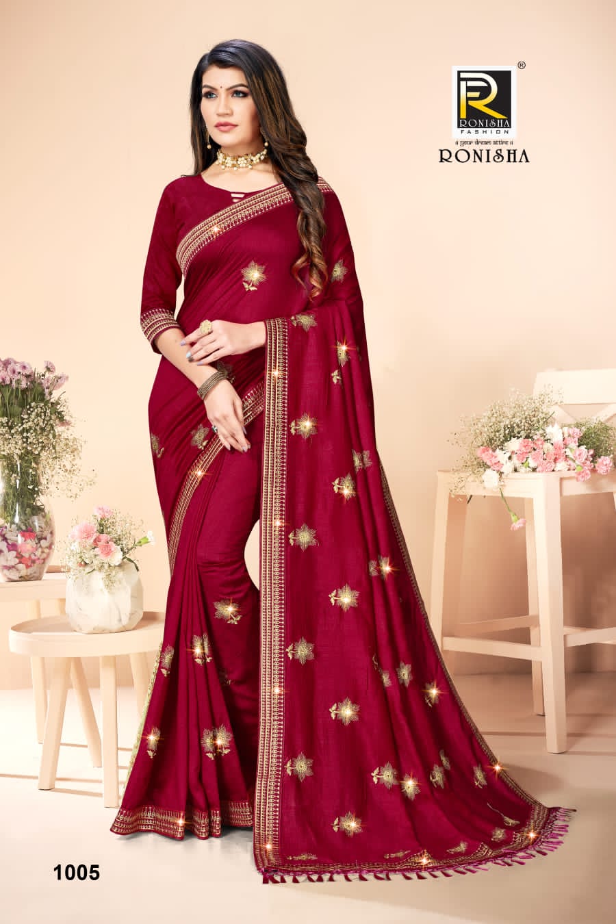 Ranjna Alishya Embroidery Worked With Diamond Festive Wear Saree Collction