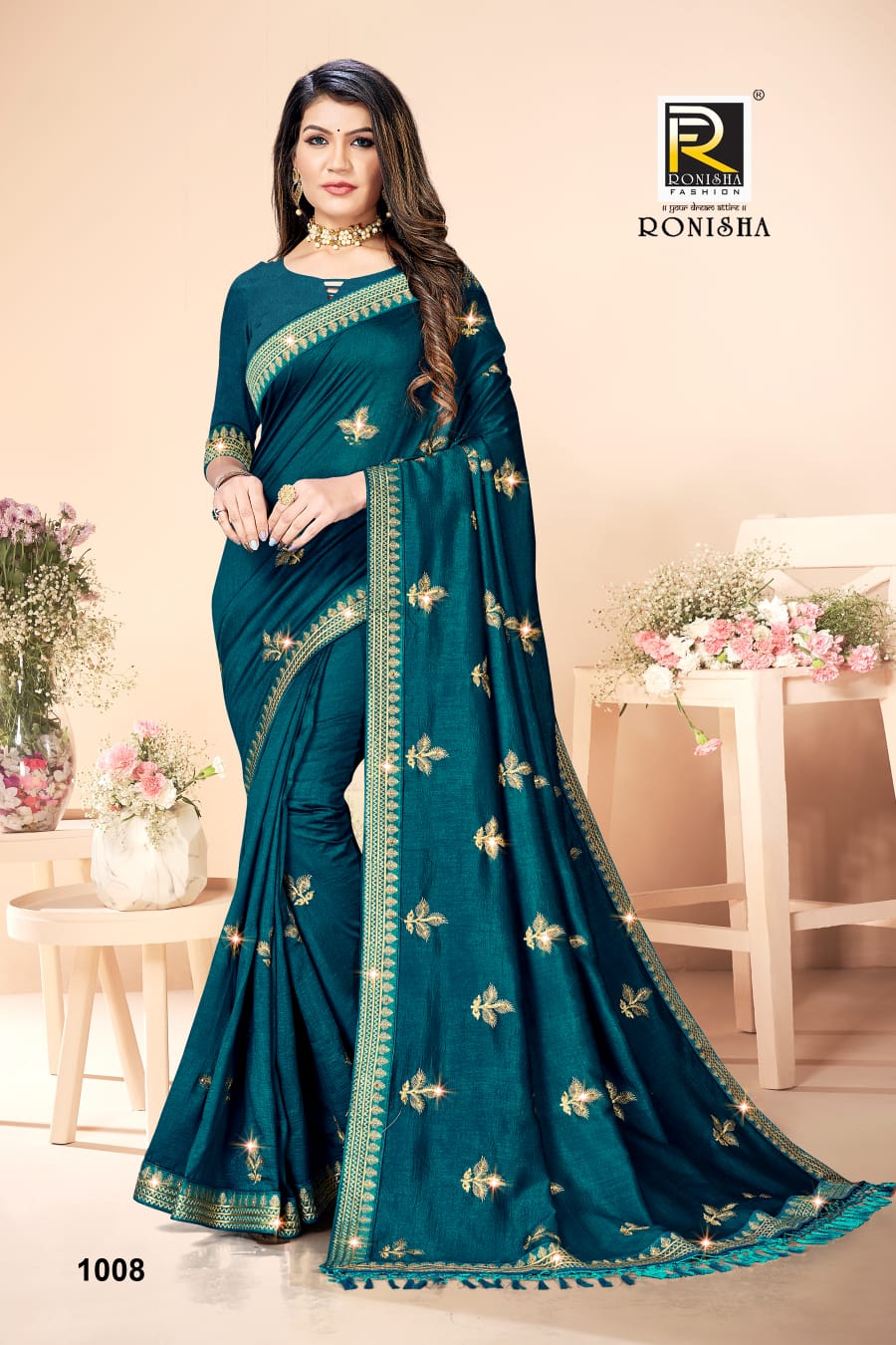 Ranjna Alishya Embroidery Worked With Diamond Festive Wear Saree Collction