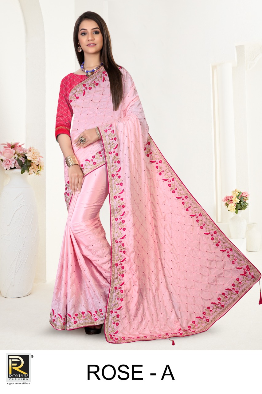 Ranjna Rose Embroidery Worked Heavy Diamond Designer Saree Collecton