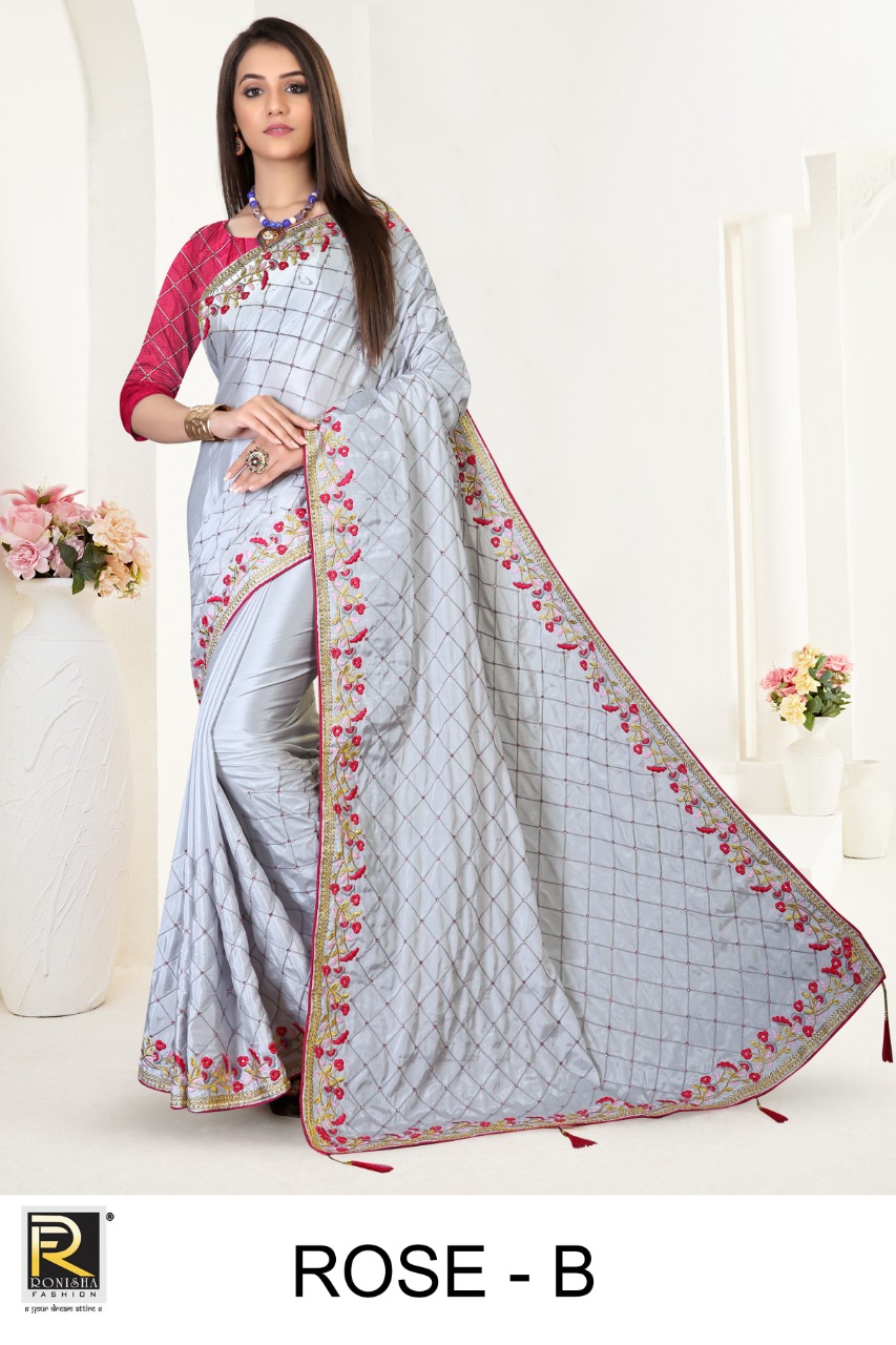 Ranjna Rose Embroidery Worked Heavy Diamond Designer Saree Collecton
