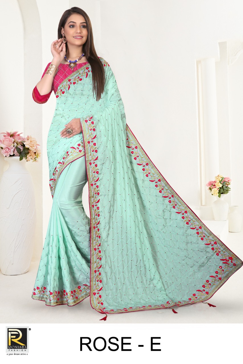 Ranjna Rose Embroidery Worked Heavy Diamond Designer Saree Collecton