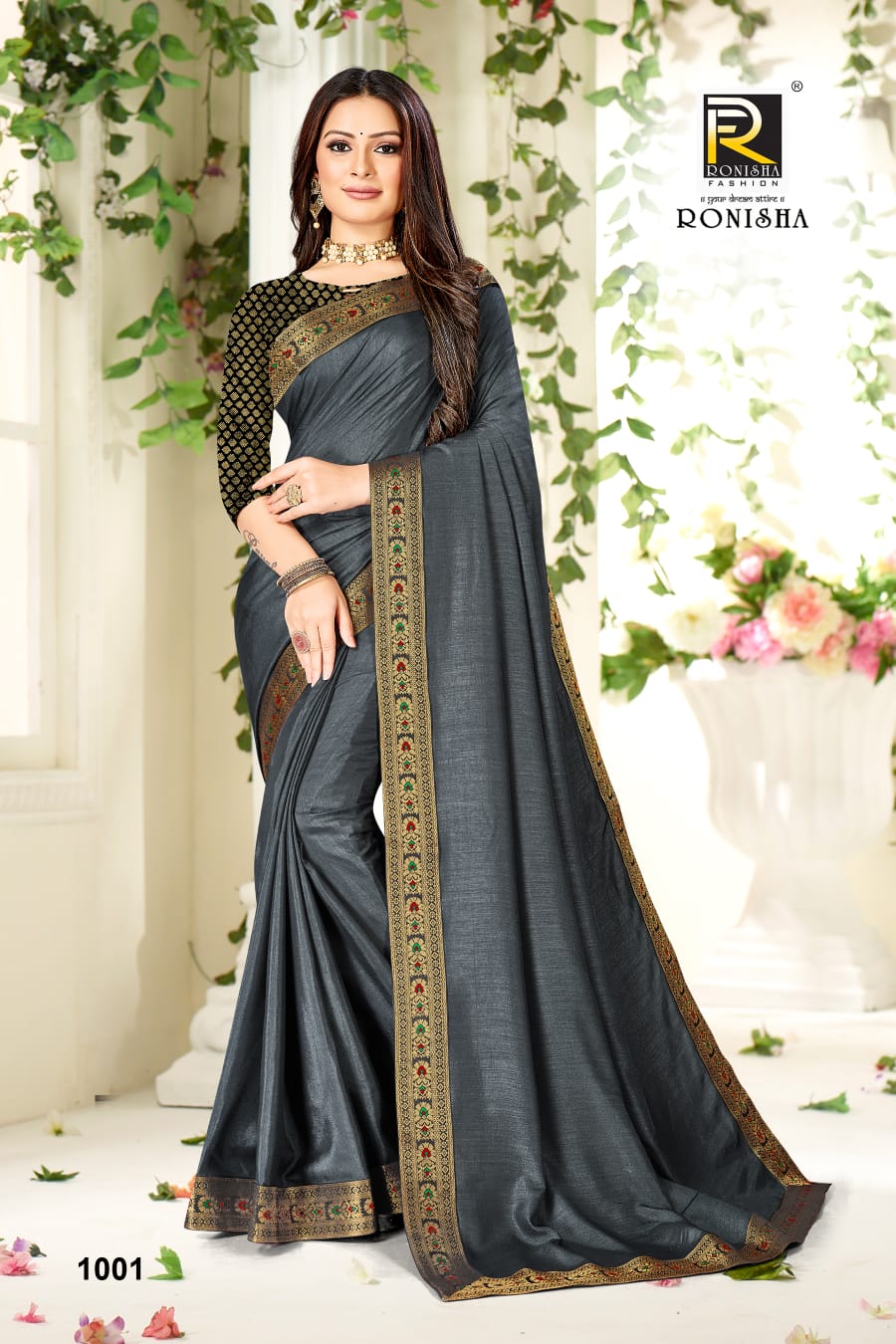 Ranjna Rajkumari Fancy Border Broket Blouse Festive Wear Saree Collction