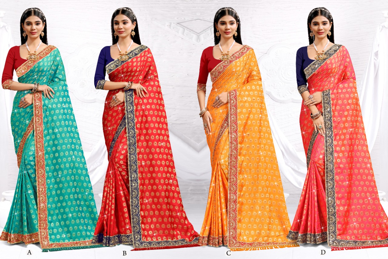 Ranjna Verity Embroidery Worked Border Heavy Diamond Designer Saree Collecton