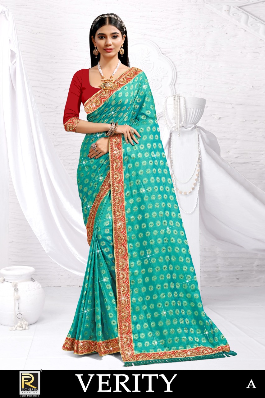 Ranjna Verity Embroidery Worked Border Heavy Diamond Designer Saree Collecton
