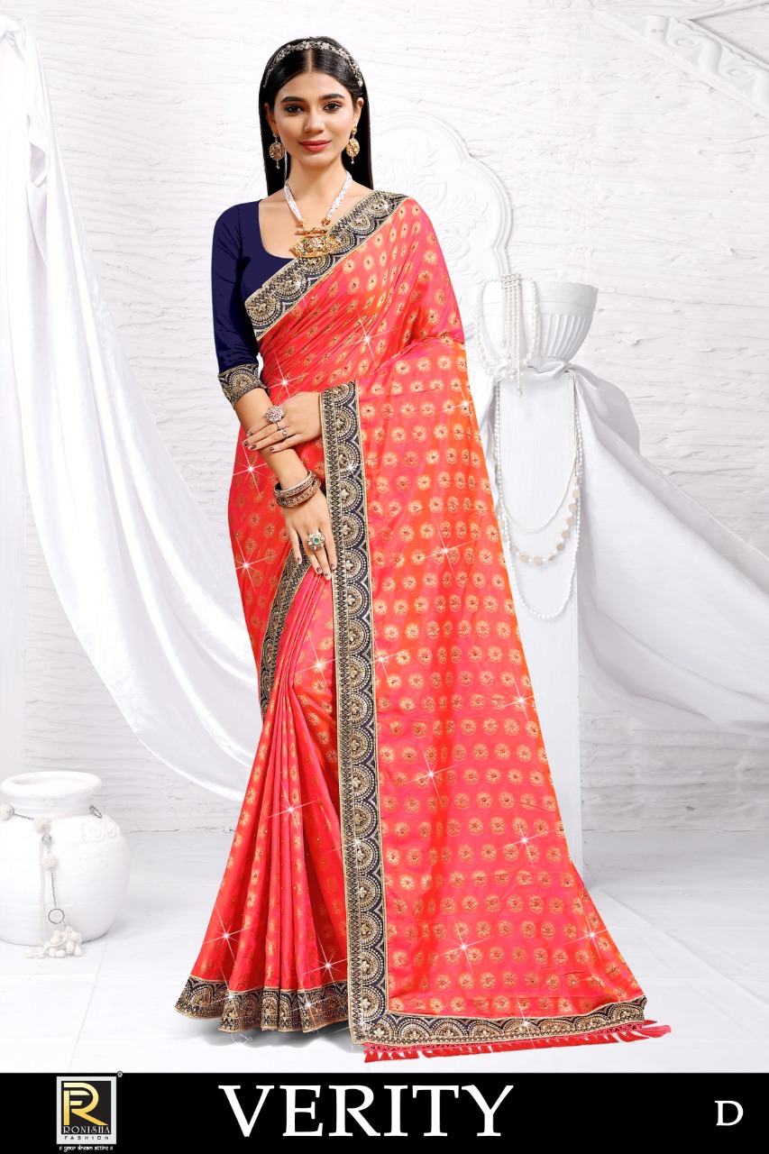 Ranjna Verity Embroidery Worked Border Heavy Diamond Designer Saree Collecton