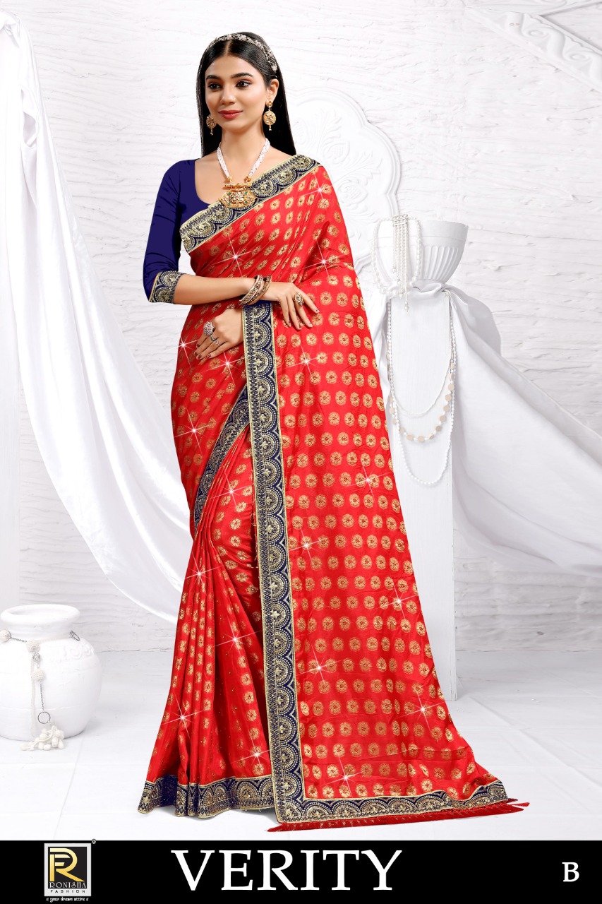 Ranjna Verity Embroidery Worked Border Heavy Diamond Designer Saree Collecton