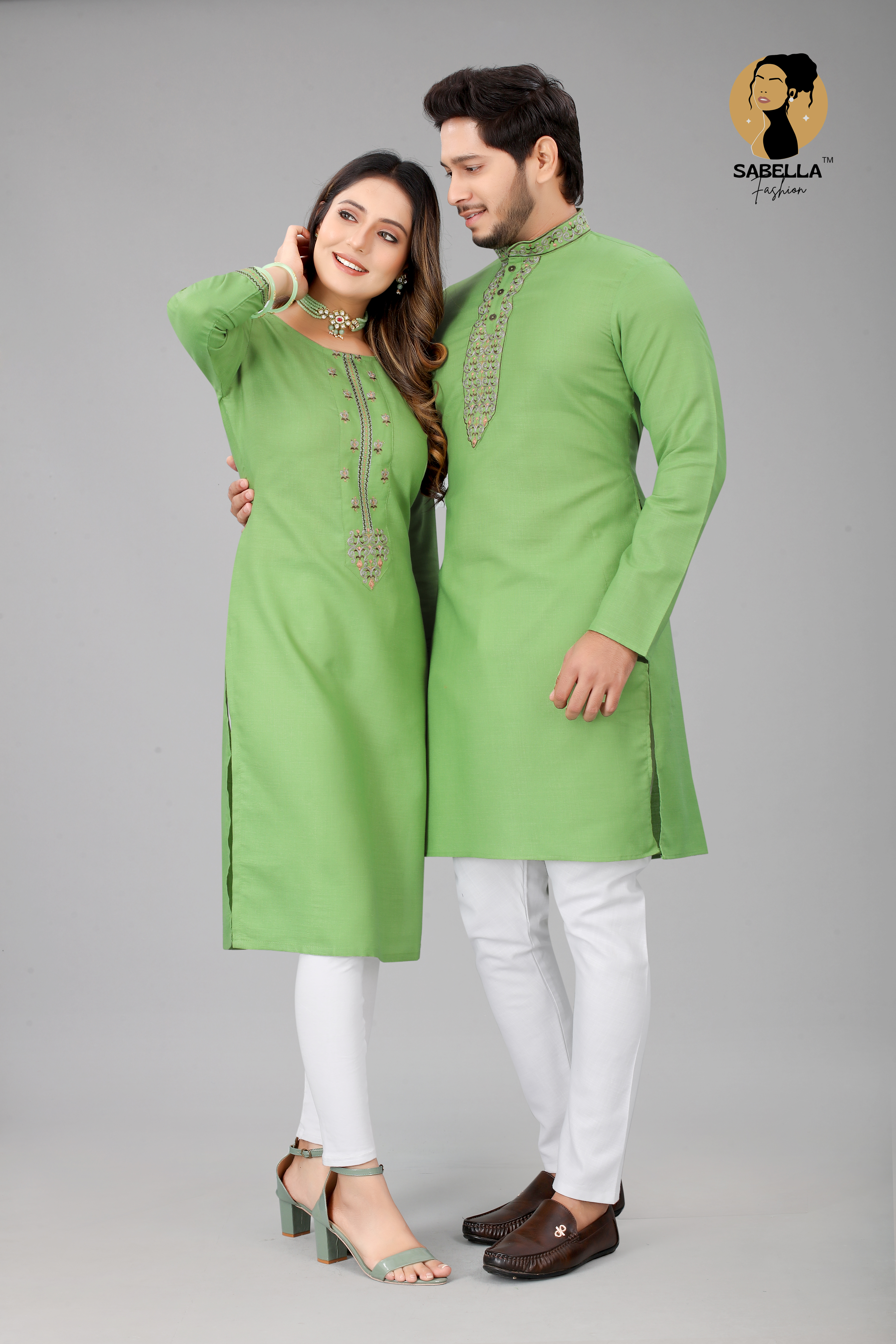 Buy Anokherang Green Georgette Mirror Kurti With Churidar (Set Of 2) online