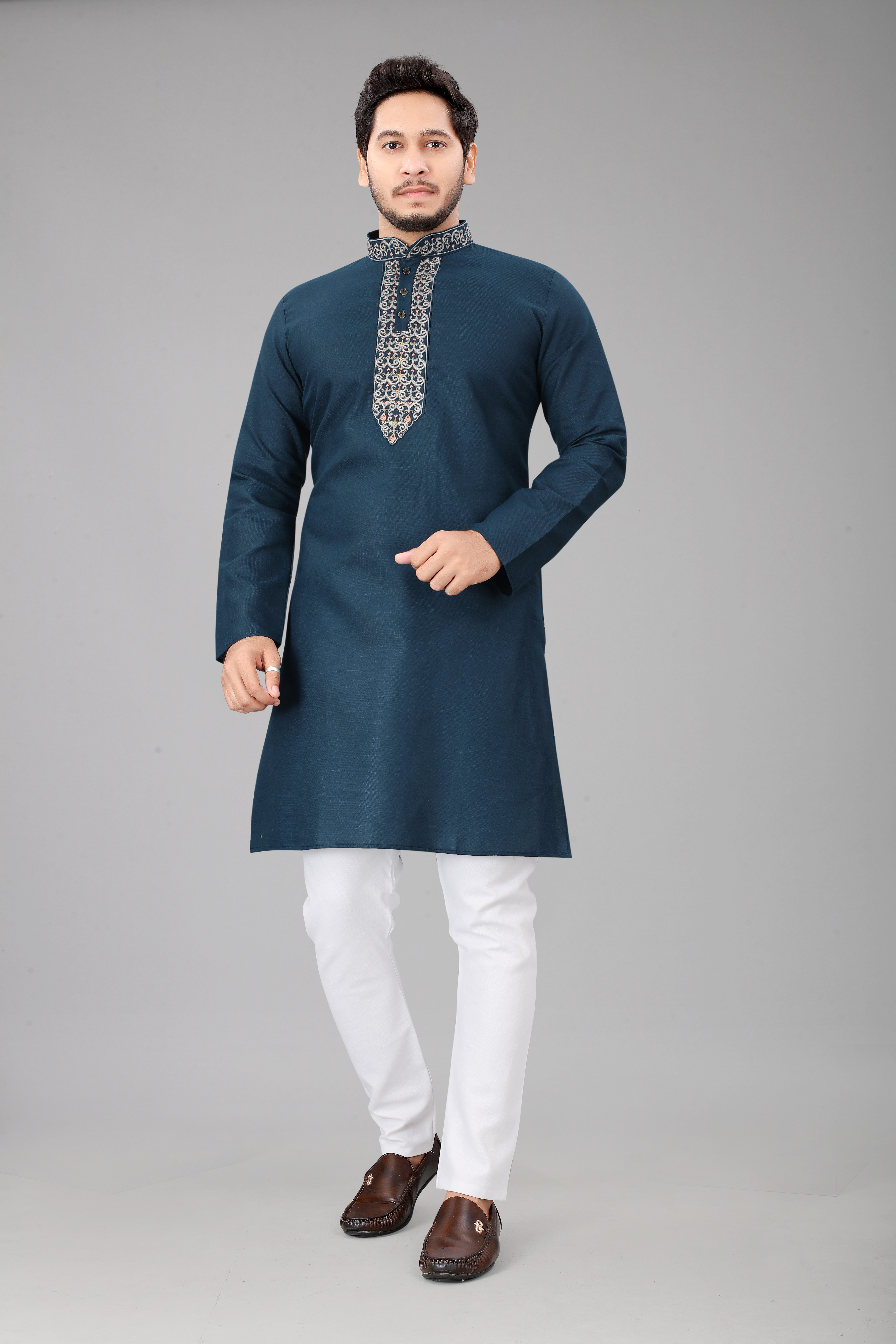 Navy Blue Kurta  With Kurti  Buy Embroidered Kurt And Kurti  Sets Online In India