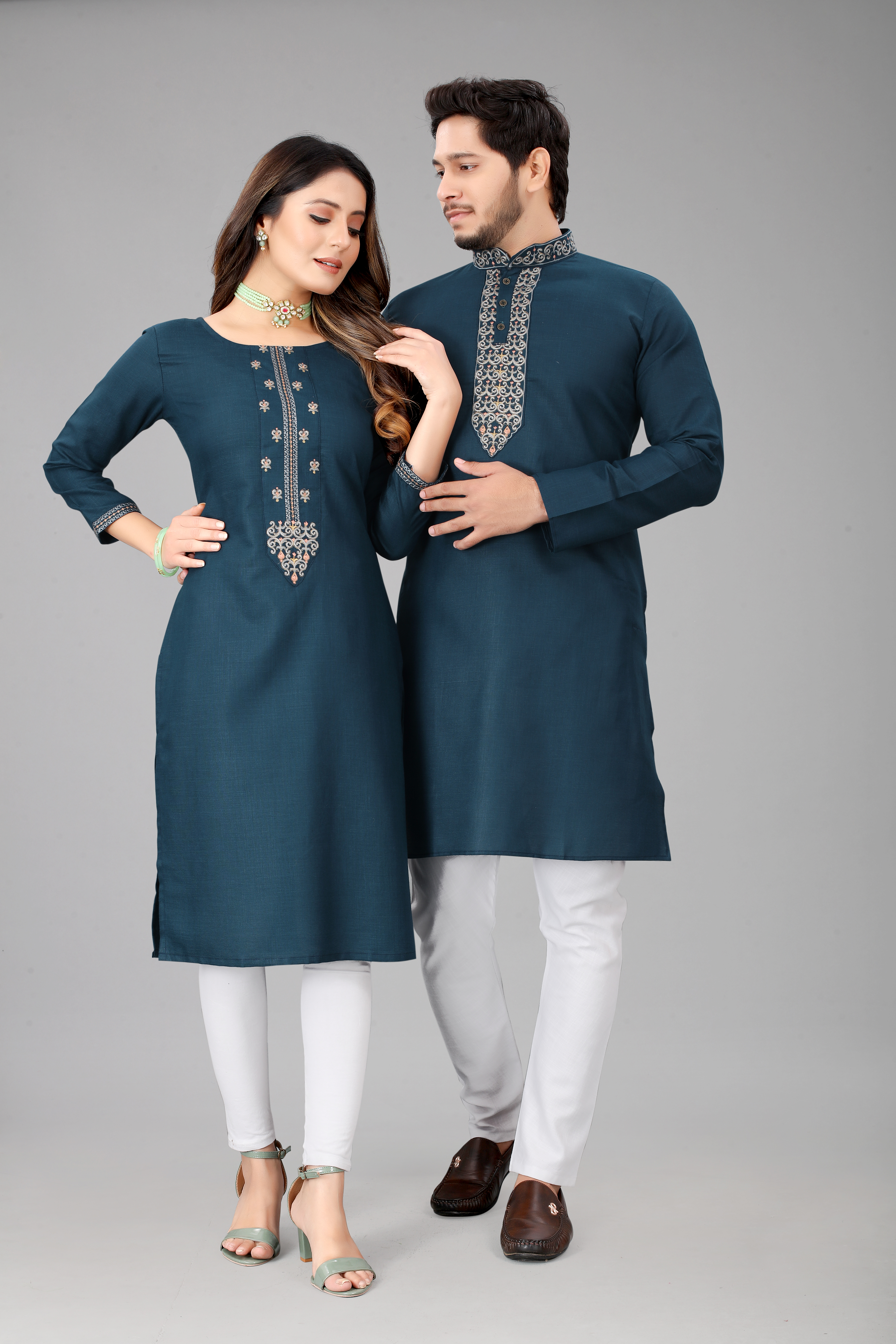 Navy Blue Kurta  With Kurti  Buy Embroidered Kurt And Kurti  Sets Online In India
