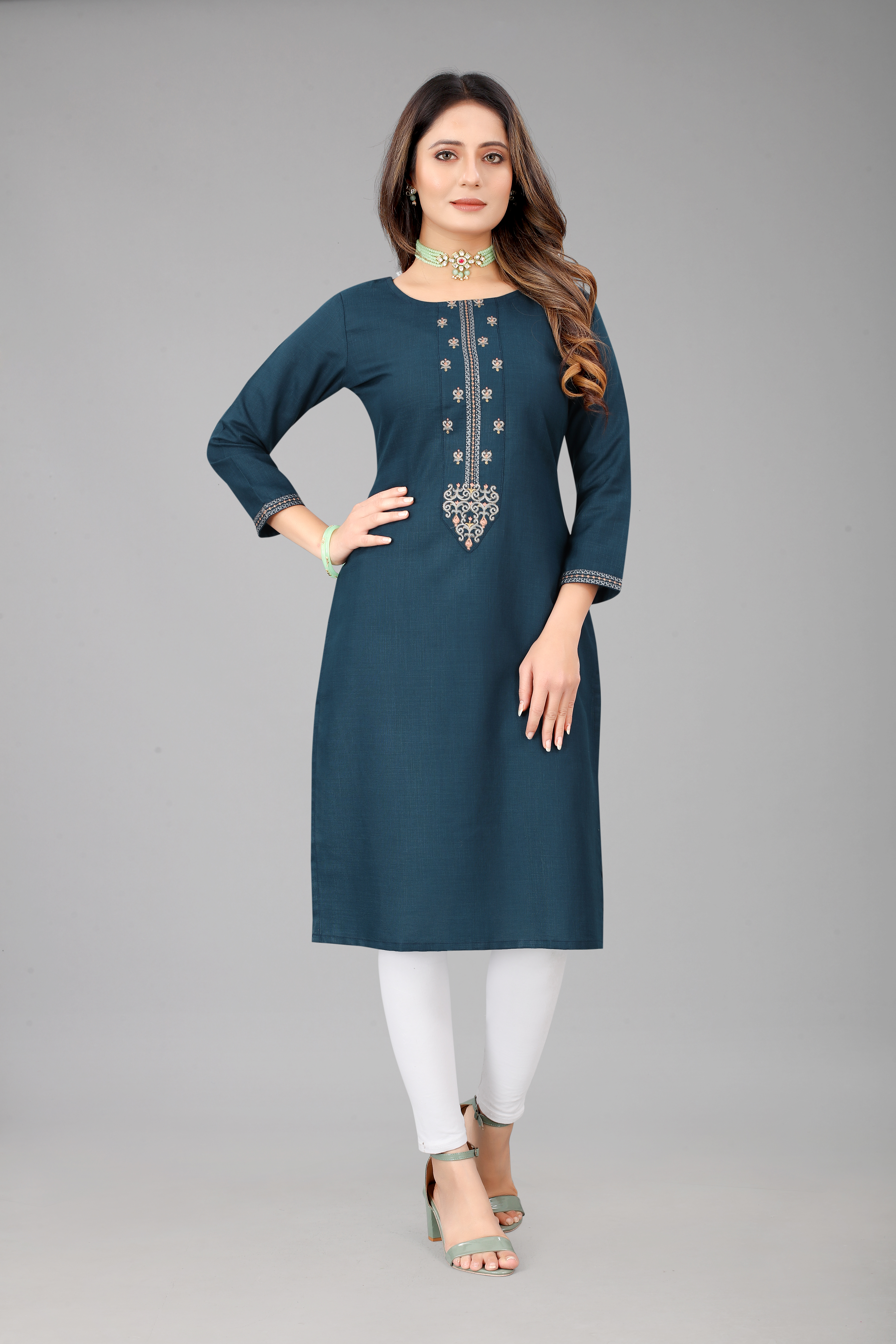 Navy Blue Kurta  With Kurti  Buy Embroidered Kurt And Kurti  Sets Online In India