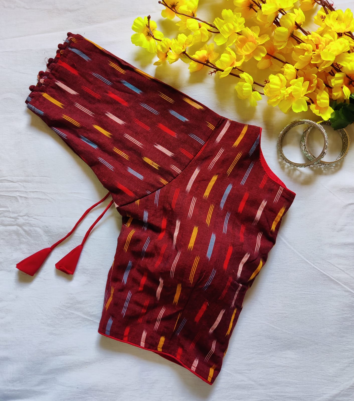 Ikkat  Vol 3 Blouse In Boat Neck Readymade Designer Blouse Collection