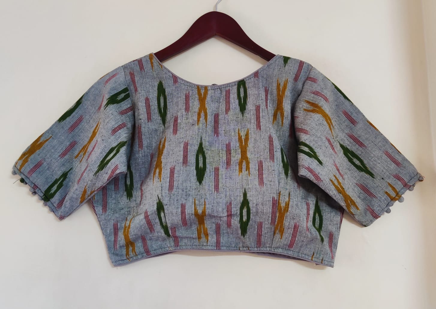 Ikkat  Vol 3 Blouse In Boat Neck Readymade Designer Blouse Collection