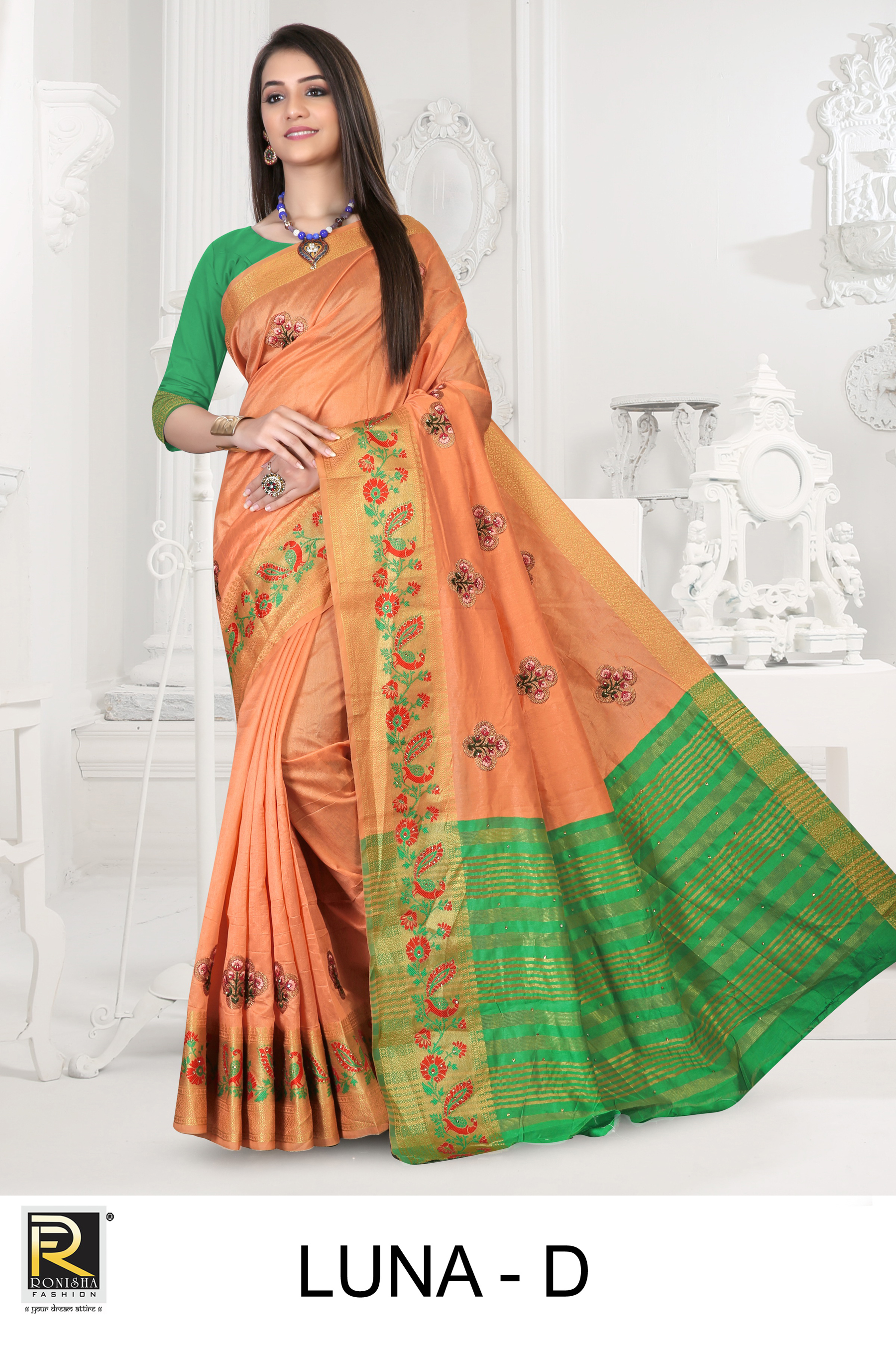 Ranjna Luna Work Butta Heavy Stone Casual Wear Cotton Silk Saree Collction