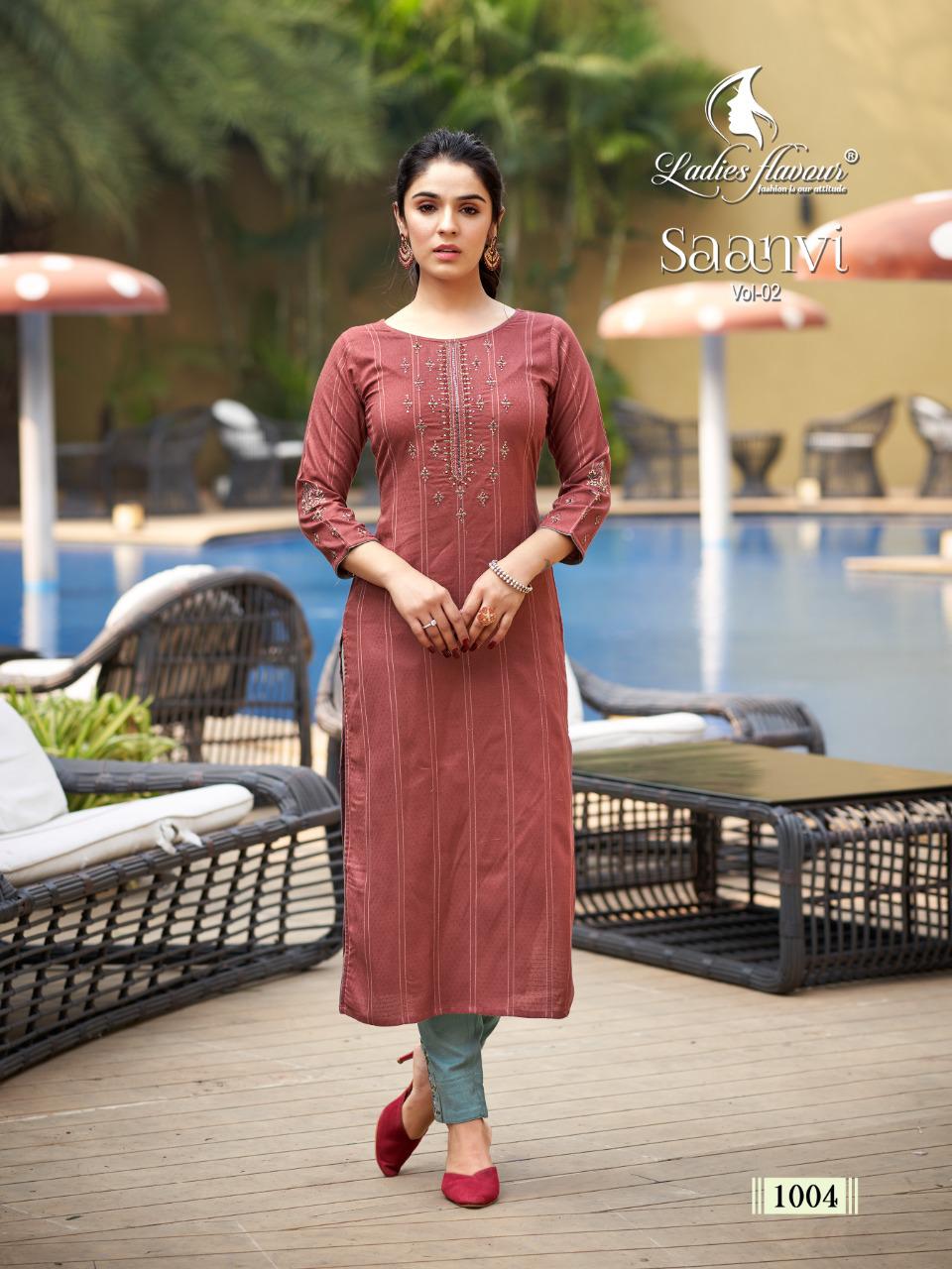 Ladies Flavour Saanvi Vol 2 Heavy Rayon Designer Kurti With Bottom For Casual Wear Collection