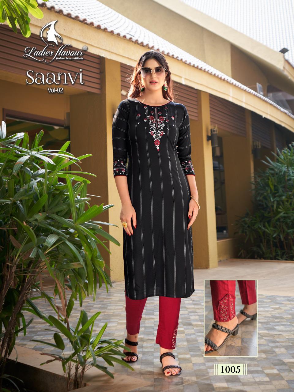 Ladies Flavour Saanvi Vol 2 Heavy Rayon Designer Kurti With Bottom For Casual Wear Collection