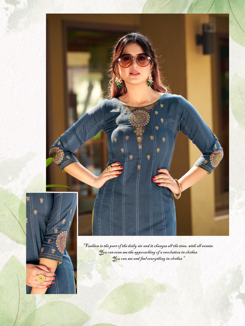 Ladies Flavour Saanvi Vol 2 Heavy Rayon Designer Kurti With Bottom For Casual Wear Collection