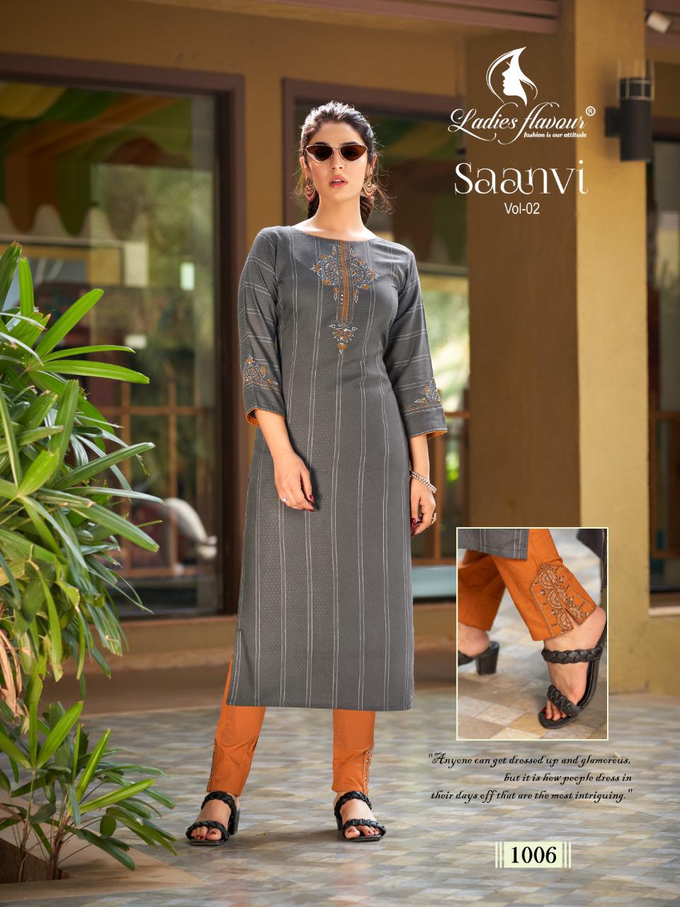 Ladies Flavour Saanvi Vol 2 Heavy Rayon Designer Kurti With Bottom For Casual Wear Collection