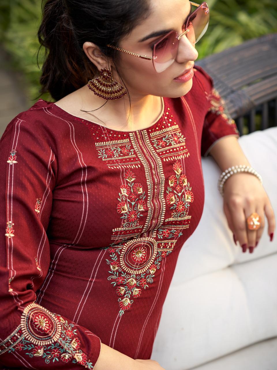 Ladies Flavour Saanvi Vol 2 Heavy Rayon Designer Kurti With Bottom For Casual Wear Collection