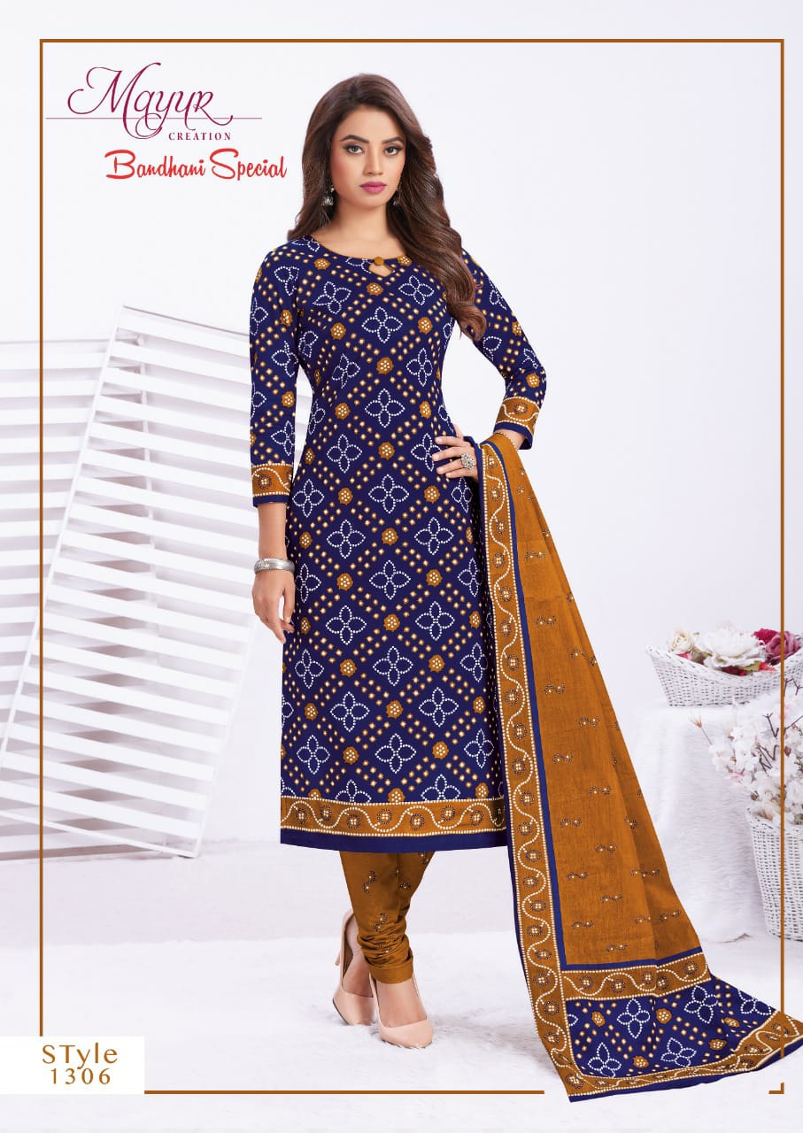Mayur Bandhani Special  Vol 13 Regular Wear Cotton Dress Material Catalog