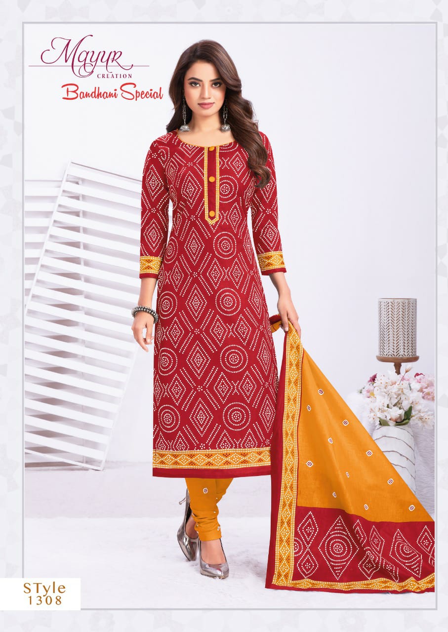 Mayur Bandhani Special  Vol 13 Regular Wear Cotton Dress Material Catalog