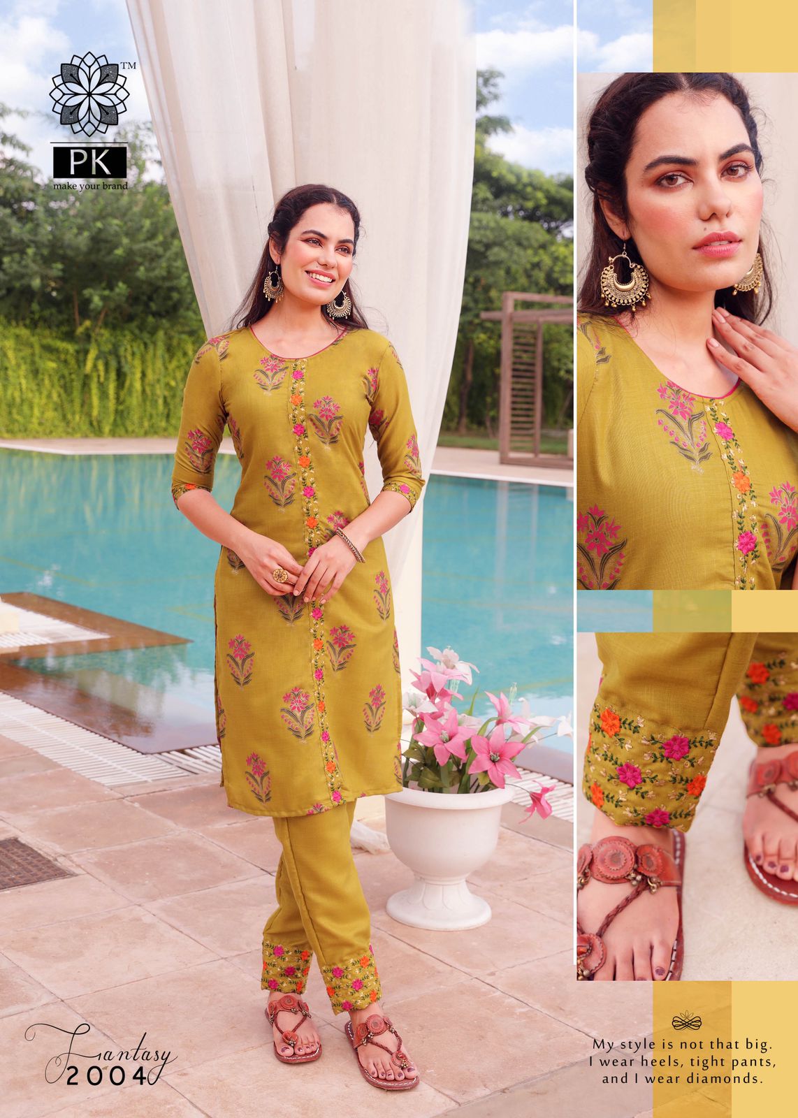 Pk Fantasy Vol  2 Fancy Cotton Embroidery Kurti With Pant Catalog