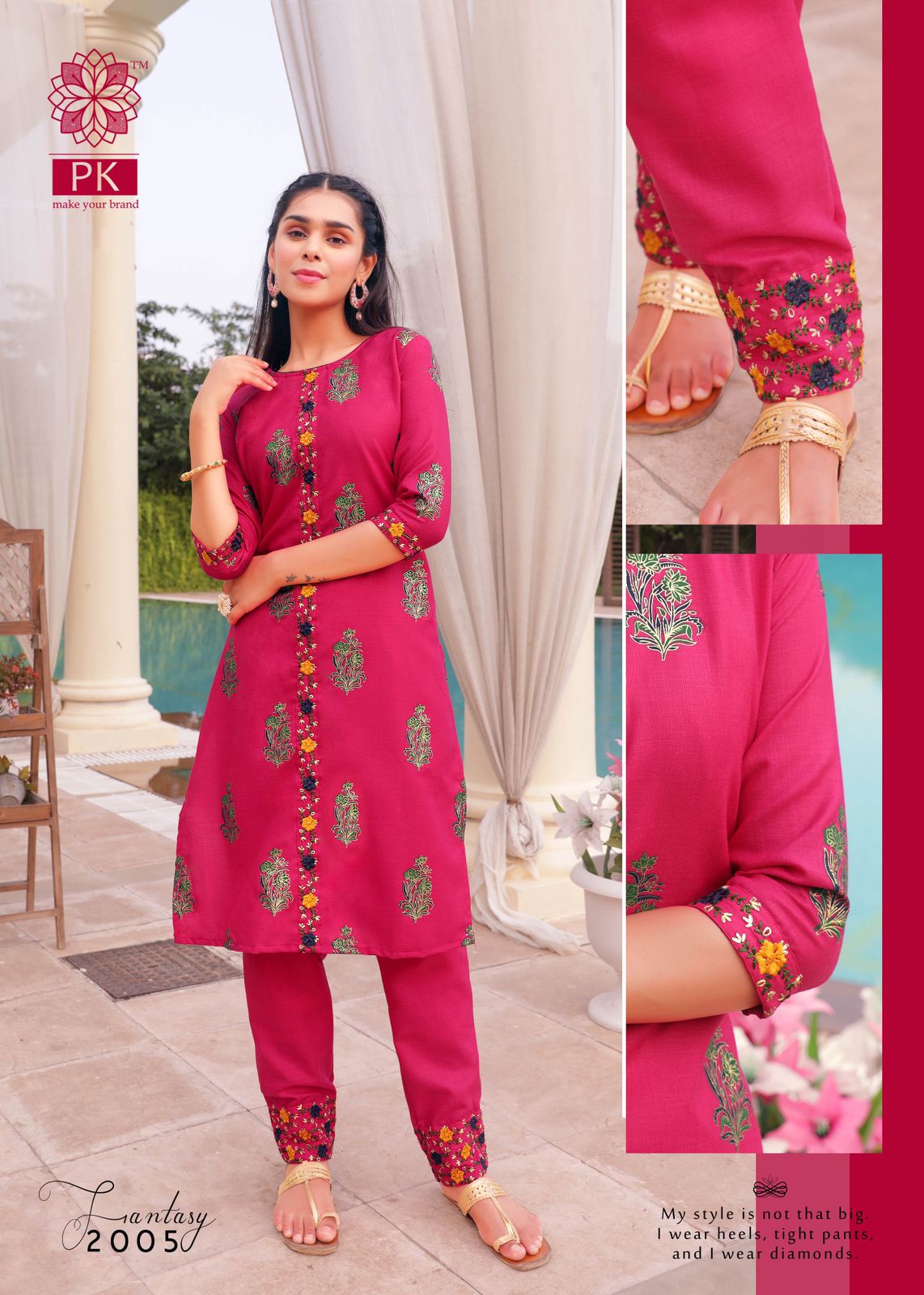 Pk Fantasy Vol  2 Fancy Cotton Embroidery Kurti With Pant Catalog