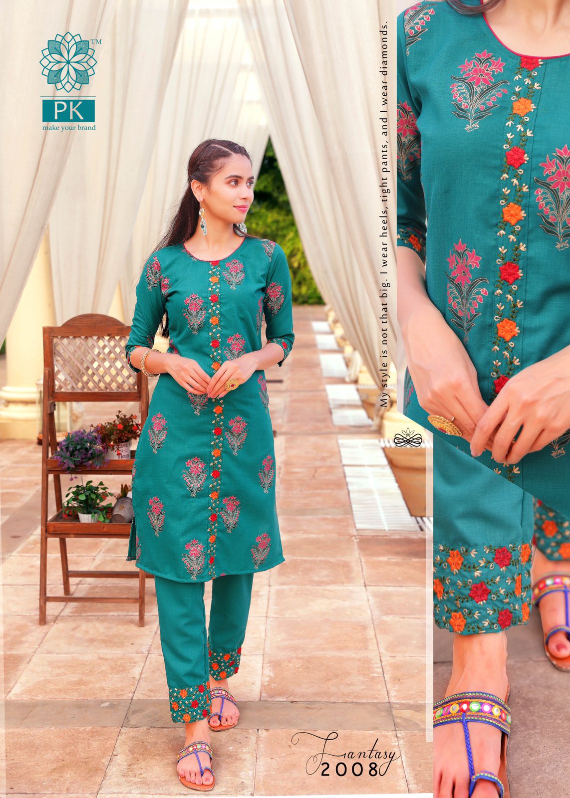 Pk Fantasy Vol  2 Fancy Cotton Embroidery Kurti With Pant Catalog