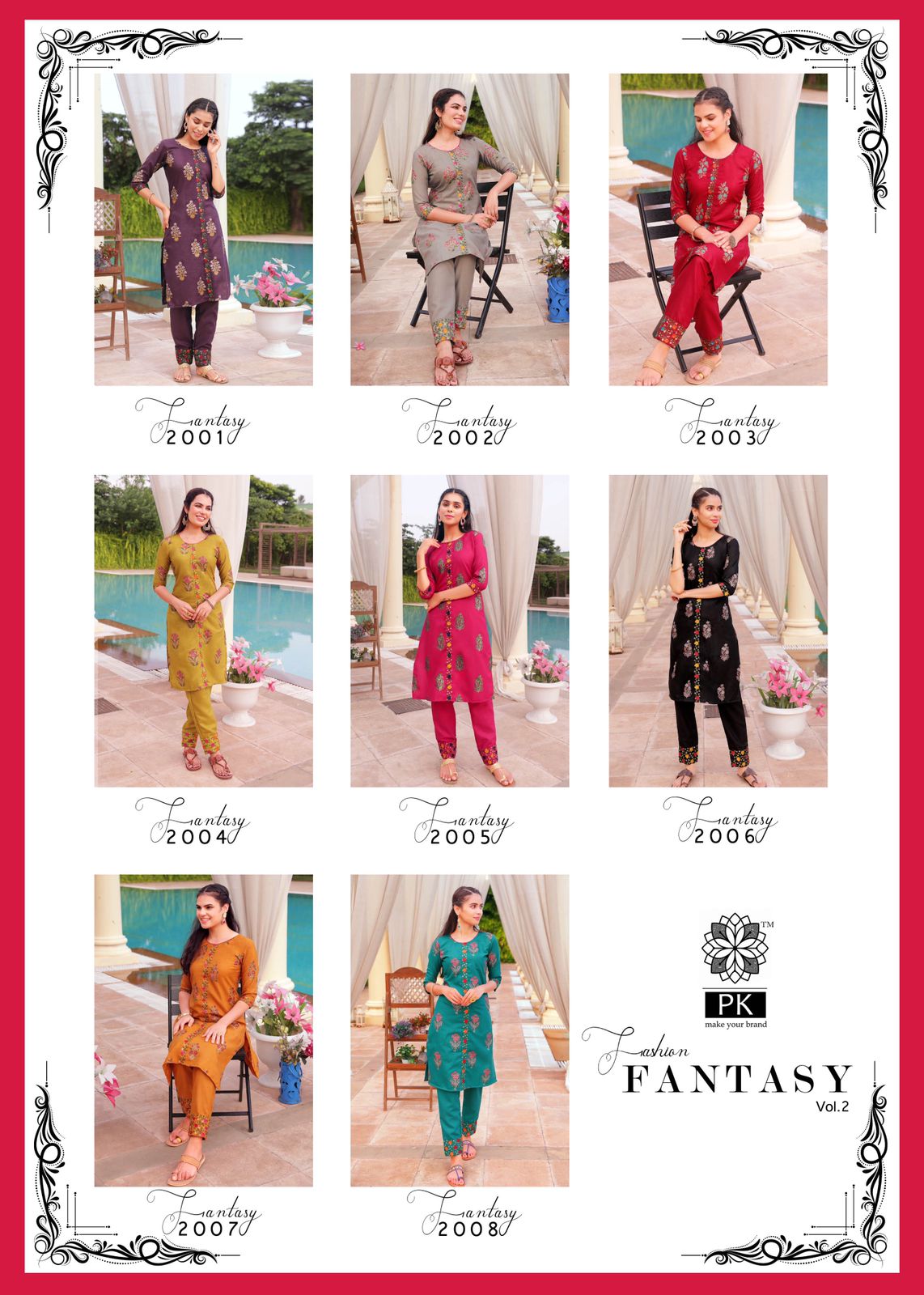 Pk Fantasy Vol  2 Fancy Cotton Embroidery Kurti With Pant Catalog