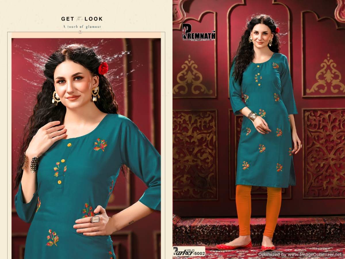 Premnath Parker Vol  5 Ethnic  Casual Wear Embroidery Kurti Catalog