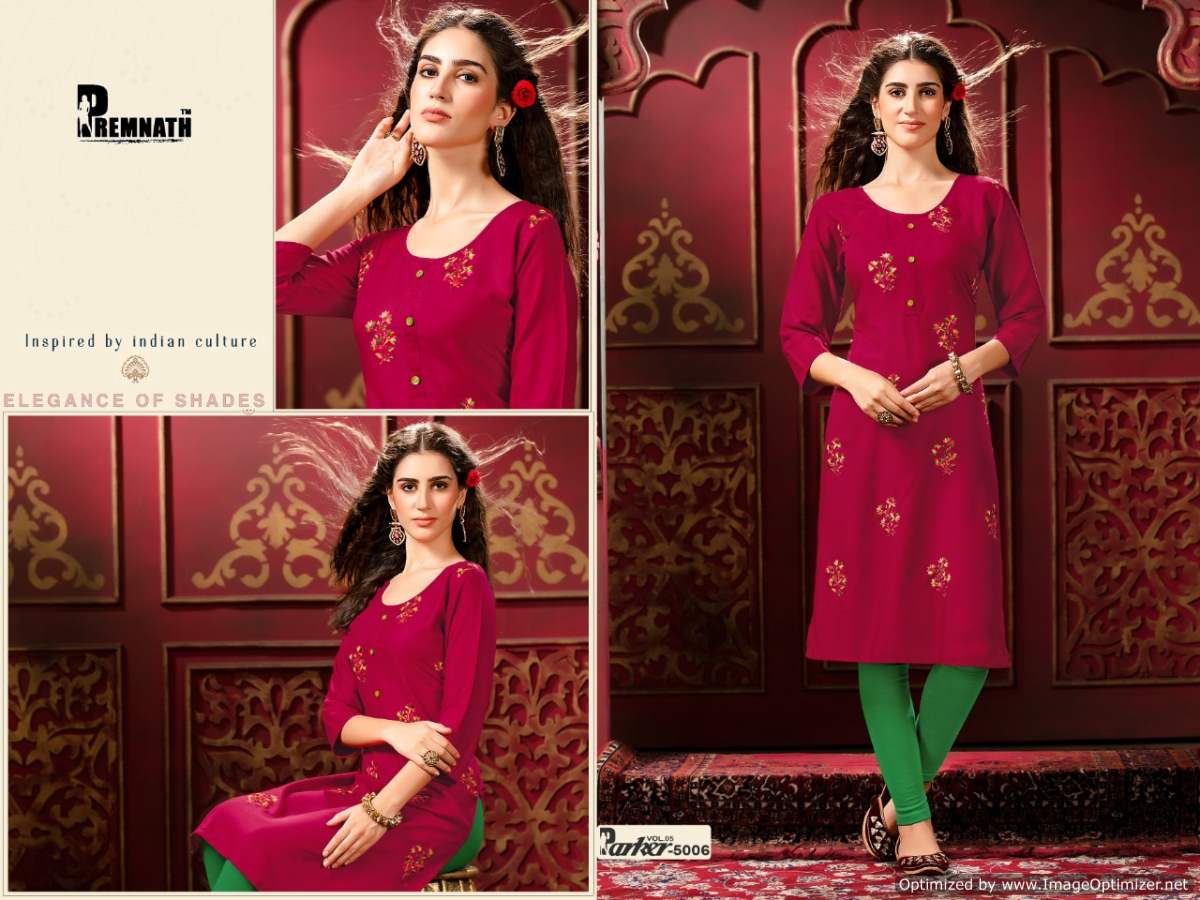 Premnath Parker Vol  5 Ethnic  Casual Wear Embroidery Kurti Catalog