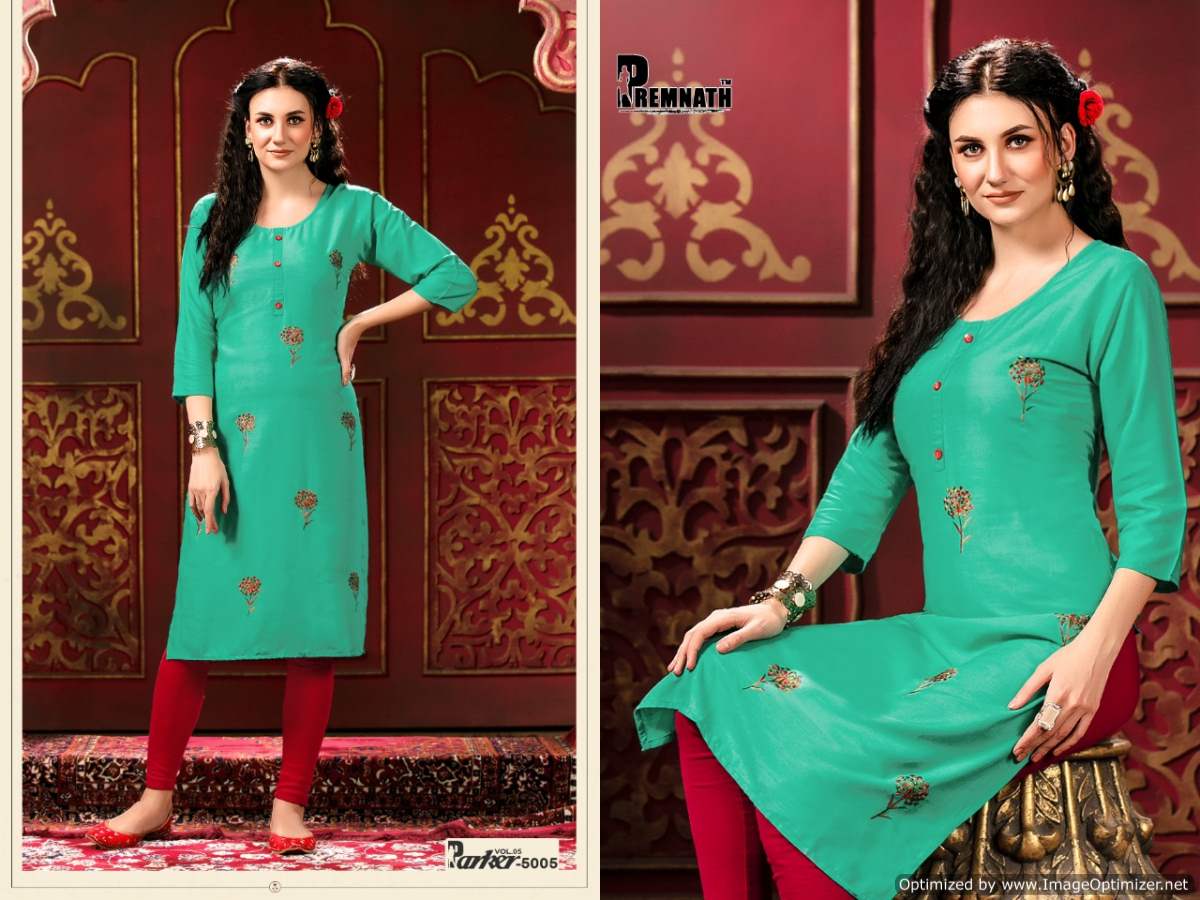 Premnath Parker Vol  5 Ethnic  Casual Wear Embroidery Kurti Catalog