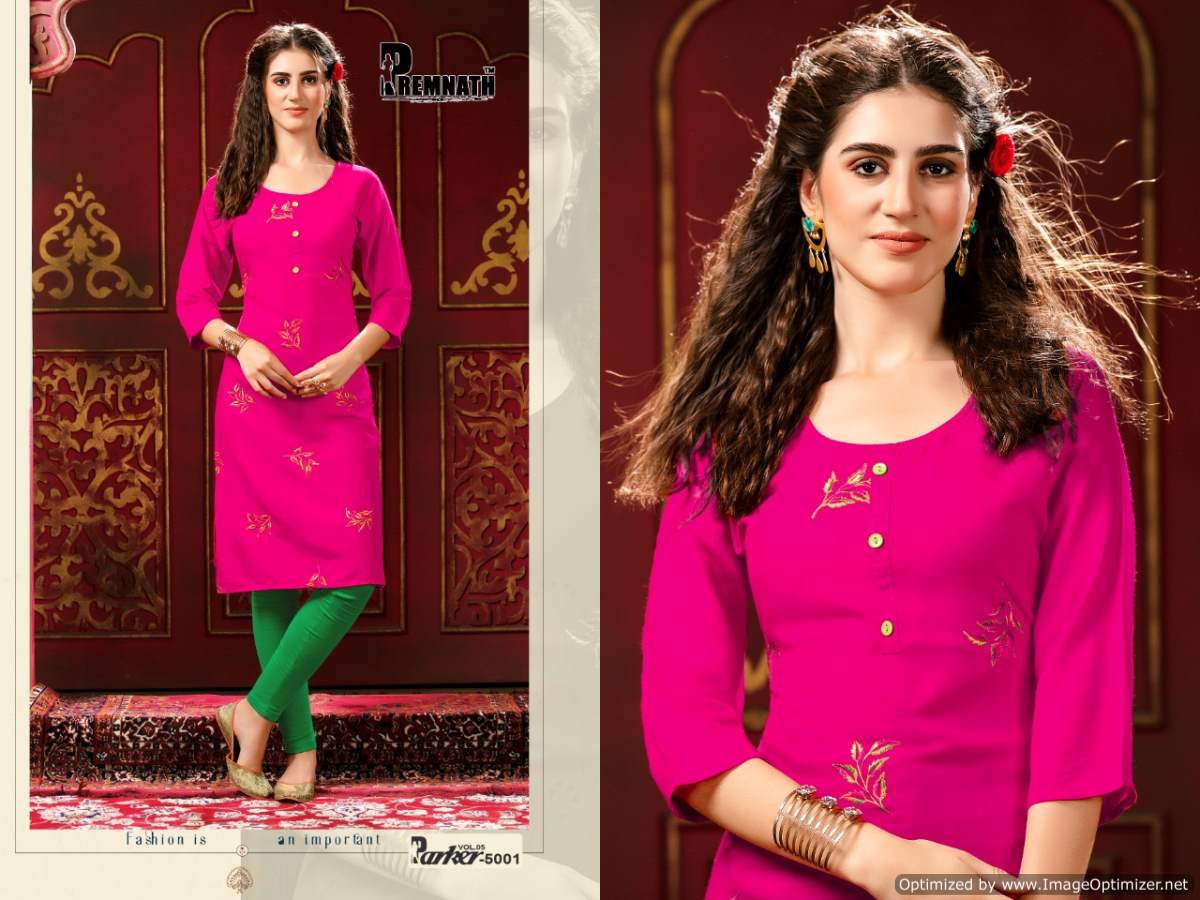 Premnath Parker Vol  5 Ethnic  Casual Wear Embroidery Kurti Catalog