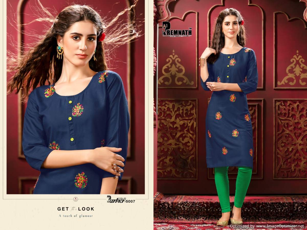 Premnath Parker Vol  5 Ethnic  Casual Wear Embroidery Kurti Catalog